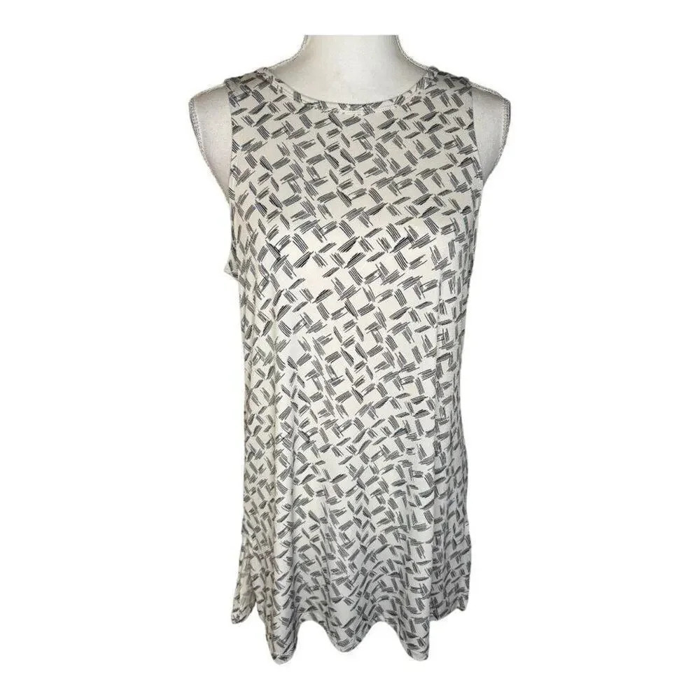 Banana Republic Women’s Medium Black & White Cross‎ Back High Neck Tank Top